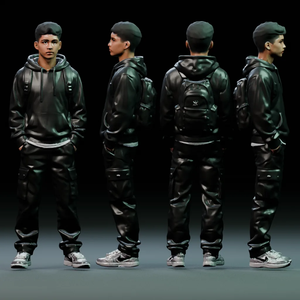 Hooded Young Man 3D model by s_hammouchi